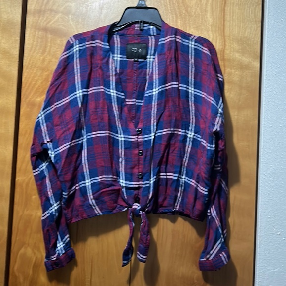Rails Plaid Sloane Red Blue Plaid Tie Front Shirt XS - Picture 1 of 11